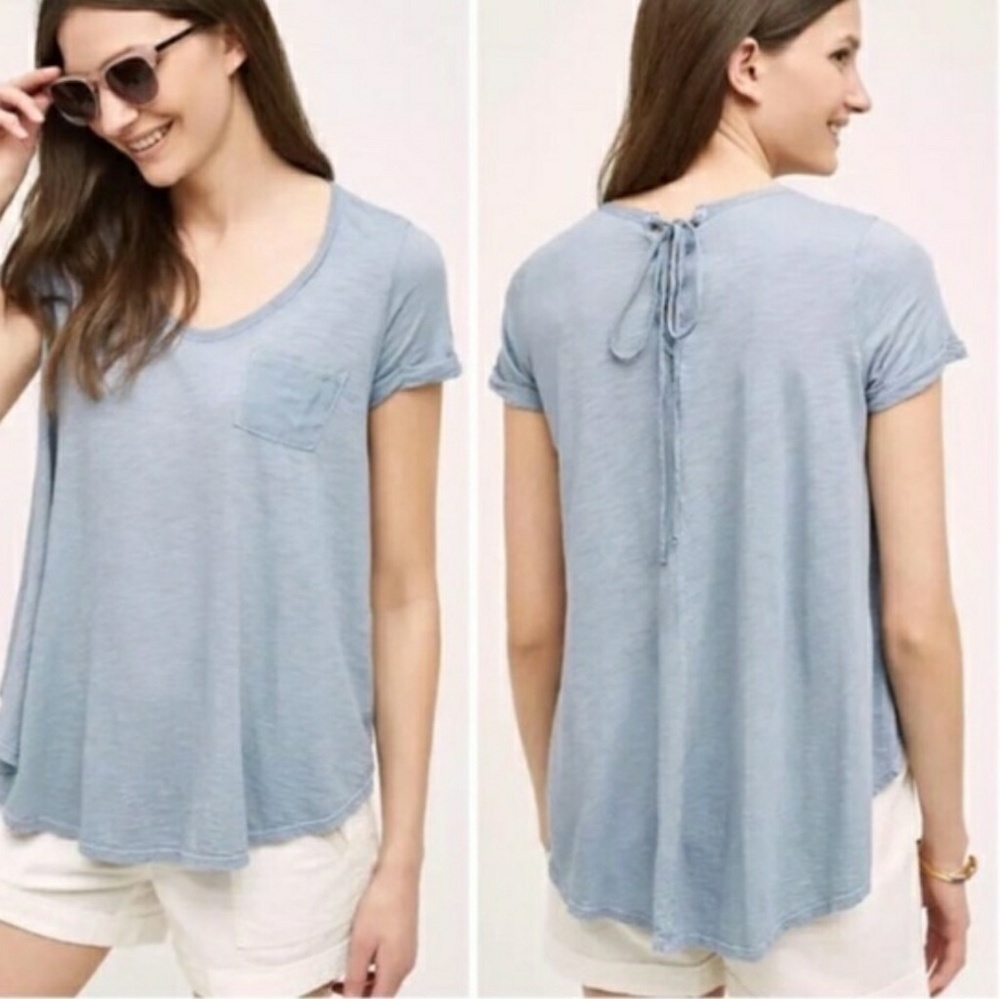 T.La Anthro Lace Up Swing Tee Blue Gray